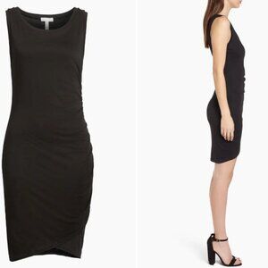 Leith |  Ruched Black Body-Con Sleeveless Mini Dress - XS - Sold at Nordstrom